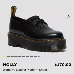 Dr. Martens Holly Black Leather Platform Shoes